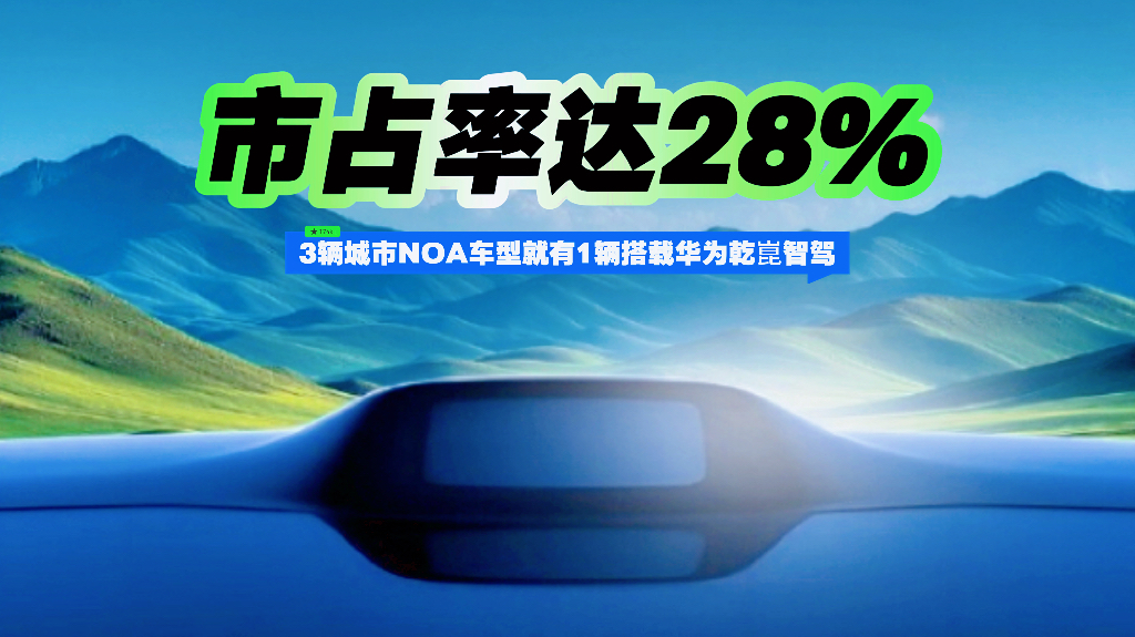 市占率达28%，3辆城市NOA车型就有1辆搭载华为乾崑智驾！